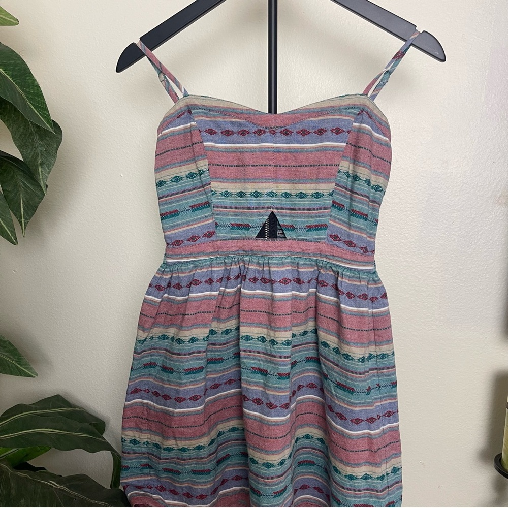 Vans Multicolor Striped Cut-Out Fabric Mini Sun Dress